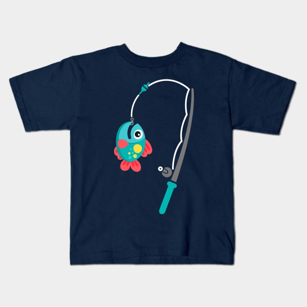 Emoji Fishing Rod Cute Funny Kids Men Women Gift Kids T-Shirt by klimentina